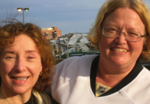 Shirley and Laurie, just outside the Mellon Arena