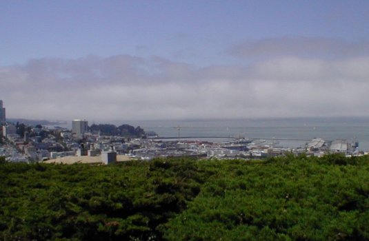 View of the Fog Surrounding the Golden Gate Bridge from Telegraph Hill (Coit Tower)