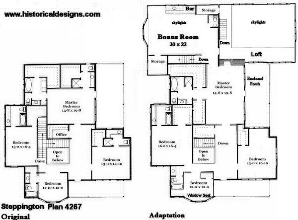 VF4267 Second Floor Plans - Original and Adapted